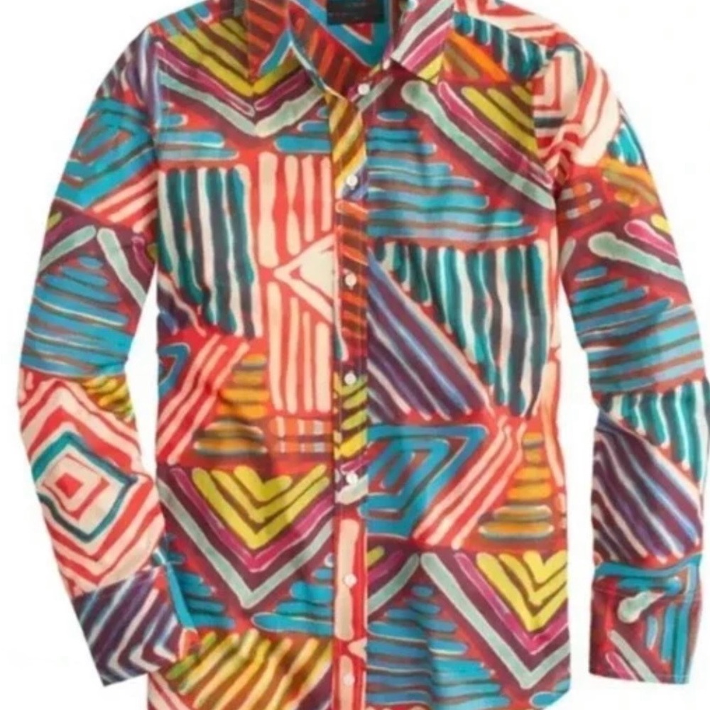 J. Crew Multicolor Geometric Button Down Shirt - image 3